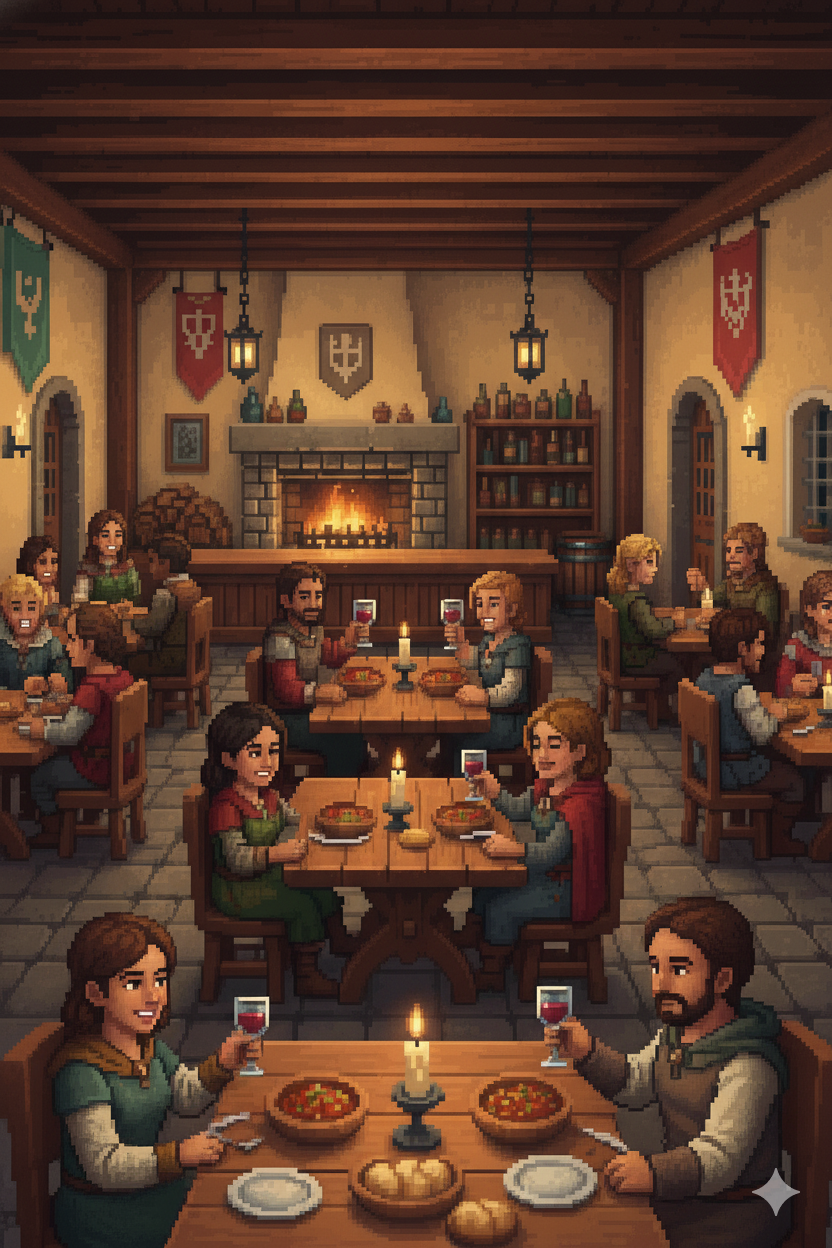 Interior acolhedor da taverna